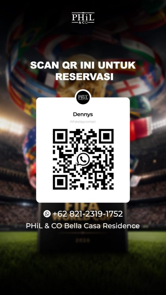 Barcode WhatsApp reservasi nobar Piala Dunia di PHiL & CO Bella Casa Depok