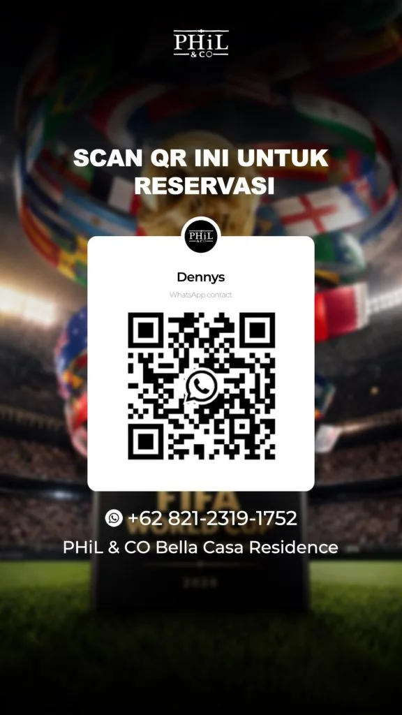 Barcode WhatsApp reservasi nobar Piala Dunia di PHiL & CO Bella Casa Depok