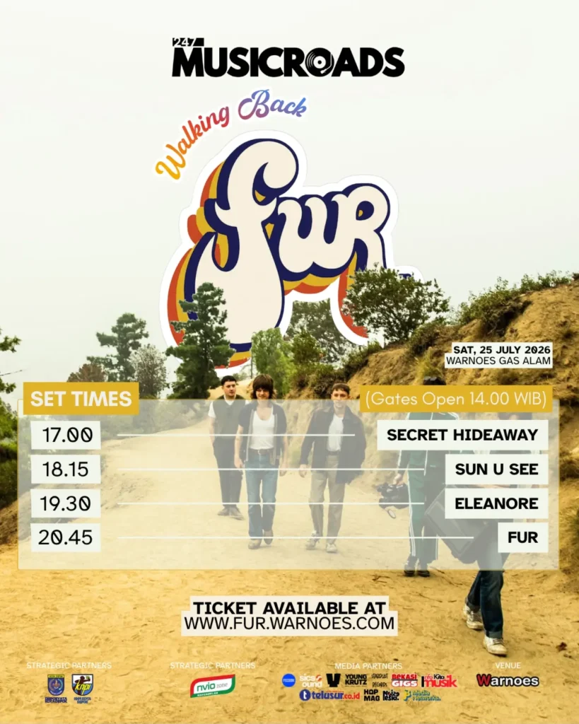 Jadwal tampil atau rundown konser Walking Back Fur di Warnoes Gas Alam Depok pada Sabtu 25 Juli 2026