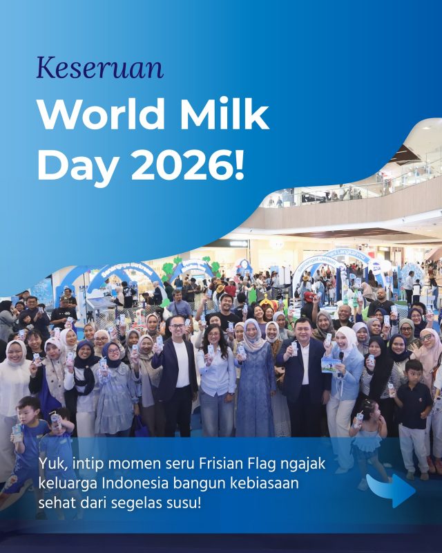 Kemeriahan World Milk Day 2026 bareng Frisian Flag Indonesia kemarin seru banget! 🙌💙Gak cuma seru-seruan di booth "Semangat Jelajah", momen ini juga jadi peluncuran kampanye baru: "Temani Langkahmu, Kini dan Nanti". FFI mau ngajak kita semua bangun kebiasaan sehat sesimpel minum susu setiap hari!Mulai dari edukasi nutrisi bareng pakar IPB sampai cerita inspiratif peternak perempuan lokal, semua berkolaborasi demi hadirkan susu berkualitas yang aman dan higienis buat keluarga Indonesia.Yuk, intip keseruannya di slide atas! Kalau kamu, udah minum susu belum hari ini?#WorldMilkDay2026 #TemaniLangkahmuKiniDanNanti #FrisianFlagIndonesia #NourishingIndonesia #HariSusuNusantara